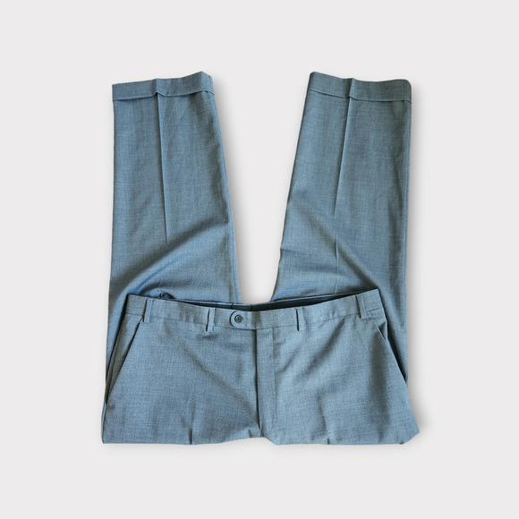 John Varvatos Wool Trousers Mens 40"x31" Gray Dress Suit Pants Cuffed Classic - Picture 2 of 7
